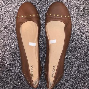 Brown Plether Flats with Gold Studs by Merona